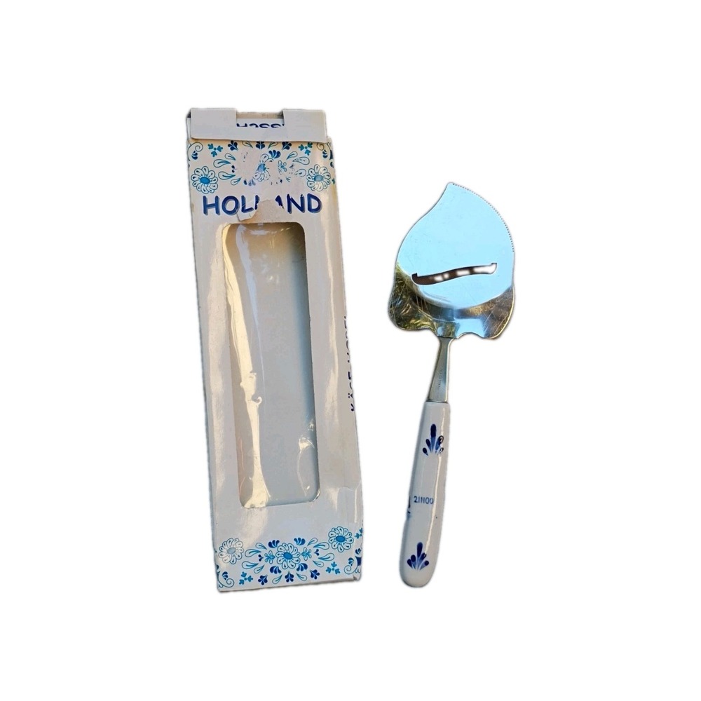 Vintage Delft Blue Holland Kaasschaaf Cheese Slicer Windmill Porcelain w/box